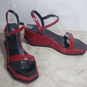 Robert Clergerie Red Strappy Platforms Women's Sandals Size 8